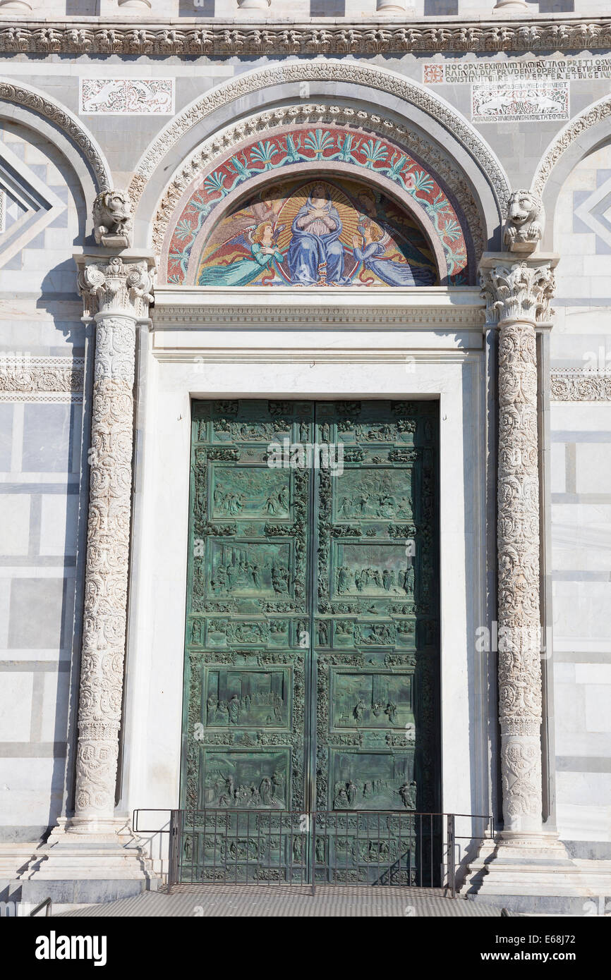 Door in the Cathedral of Pisa, Piazza dei Miracoli, Pisa, Tuscany, Italy Stock Photo