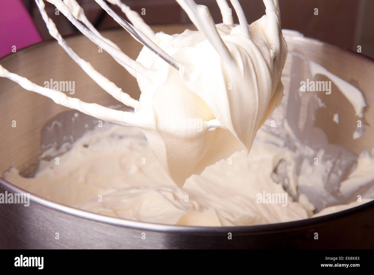 mixed mascarpone cheese with double cream Stock Photo Alamy