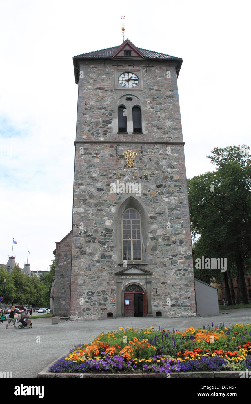 West facade, Vår Frue Kirke (Our Lady's Church), Kongens Gate, Trondheim, Sør-Trøndelag, Norway, Scandinavia, Europe Stock Photo