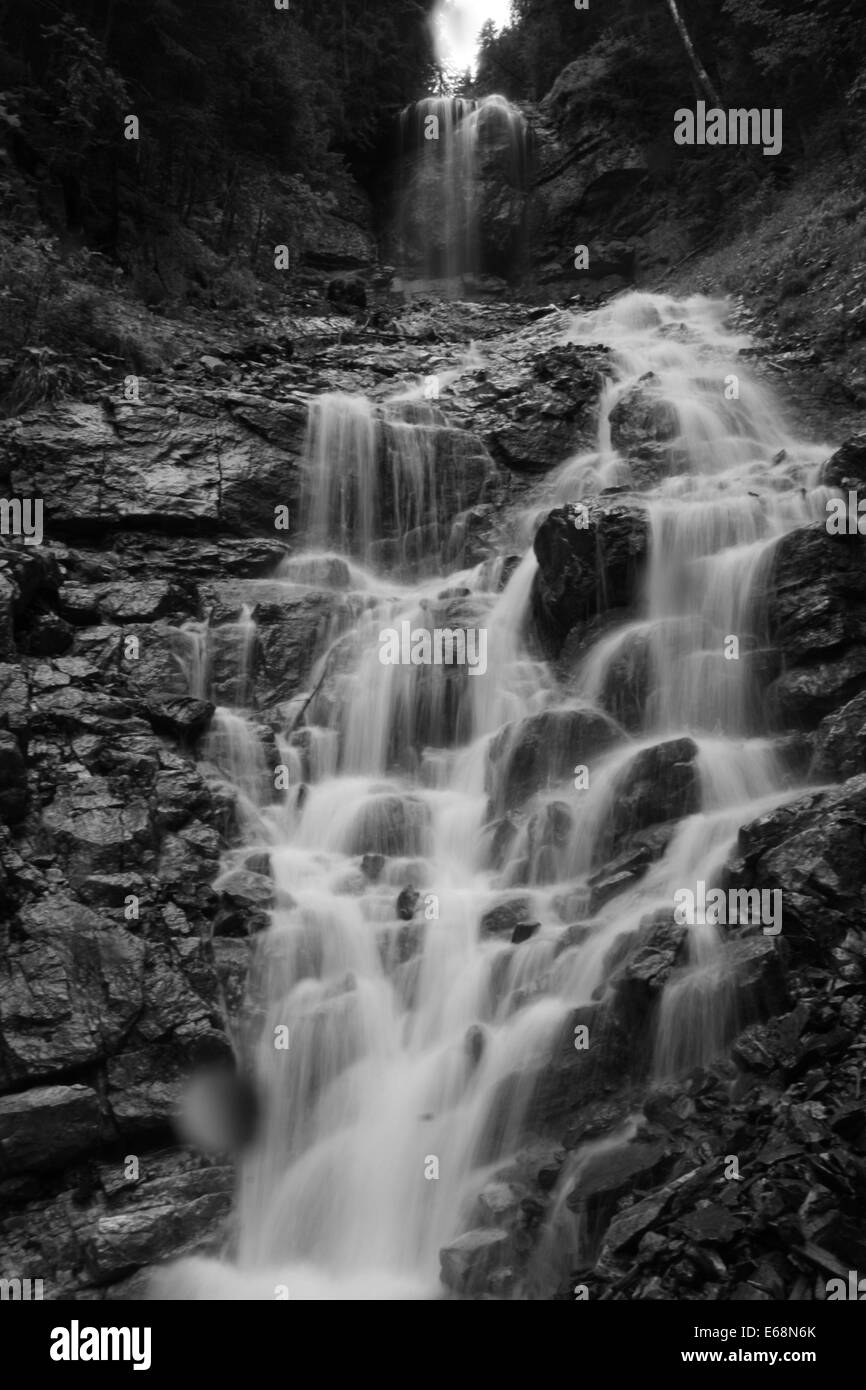 Waterfall In The Swiss Mountains, Near Lauterbrunnen, Stechelberg And 