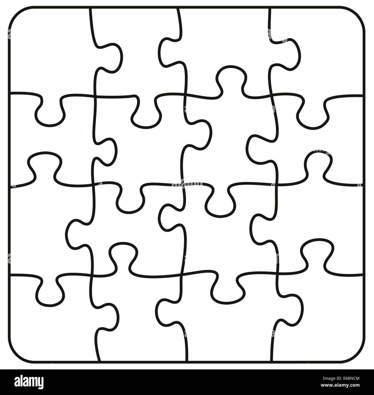 Square Jigsaw Puzzle - Illustration on white background. Stock Photo