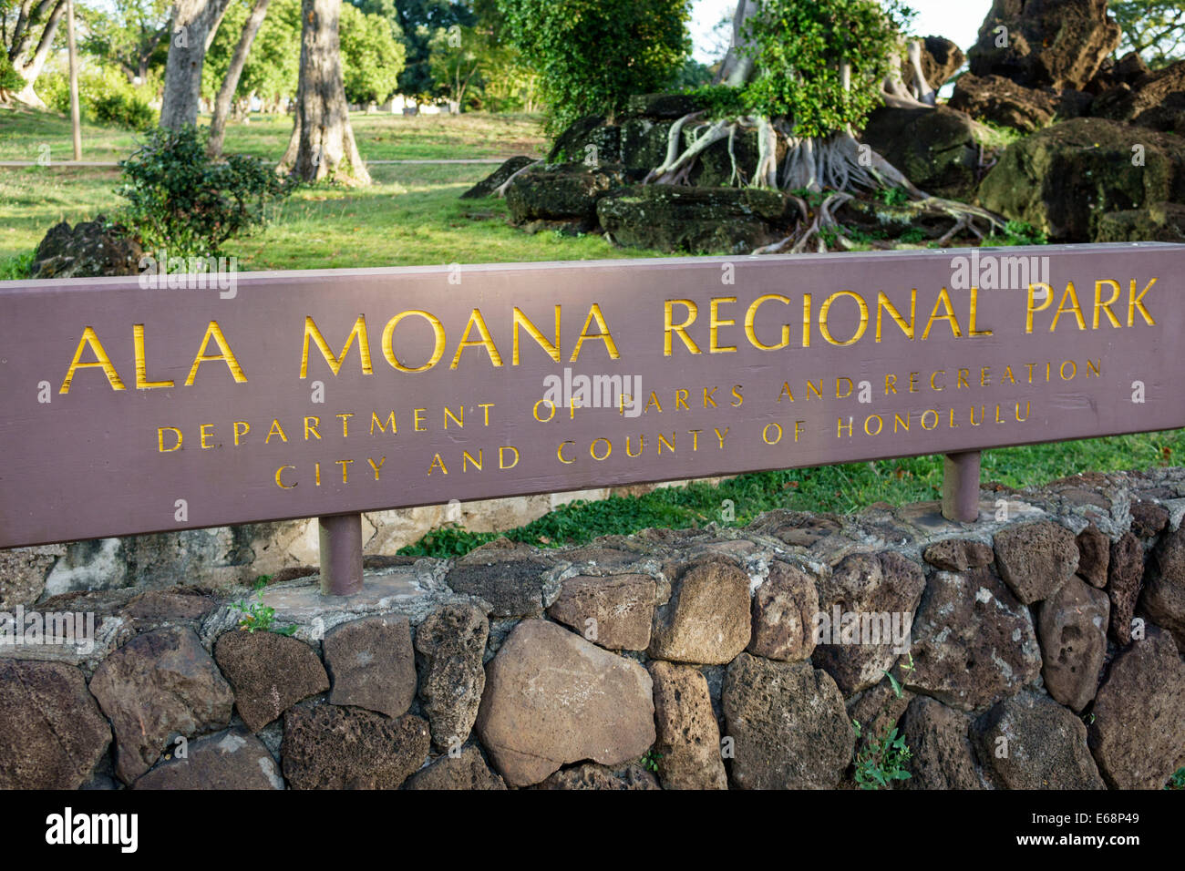 Honolulu Hawaii,Oahu,Hawaiian,Ala Moana Beach State Regional Park,sign,USA,US,United,States,America Polynesia,HI140324077 Stock Photo