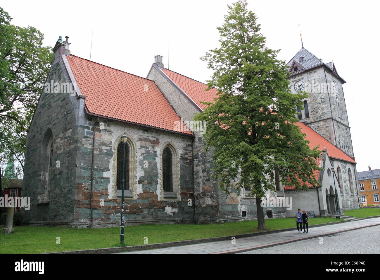 North facade, Vår Frue Kirke (Our Lady's Church), Kongens Gate, Trondheim, Sør-Trøndelag, Norway, Scandinavia, Europe Stock Photo
