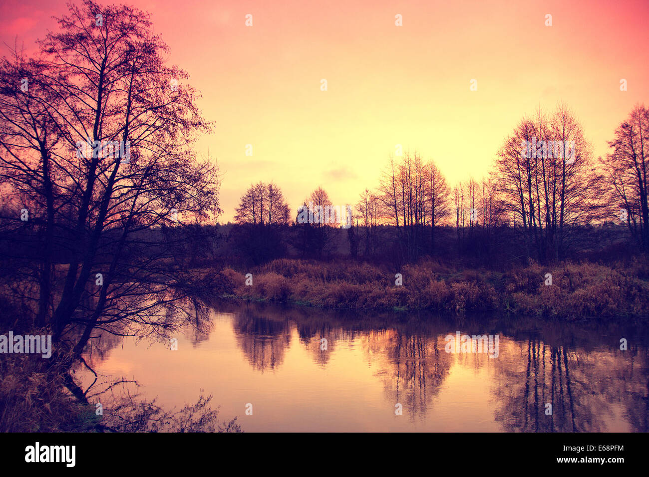 Sunrise over the river Stock Photo - Alamy