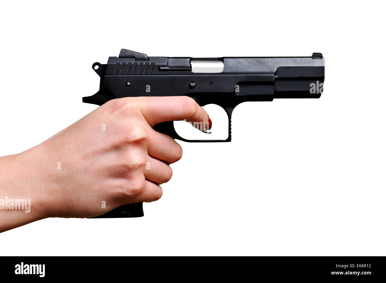 Black gun in a hand Stock Photo