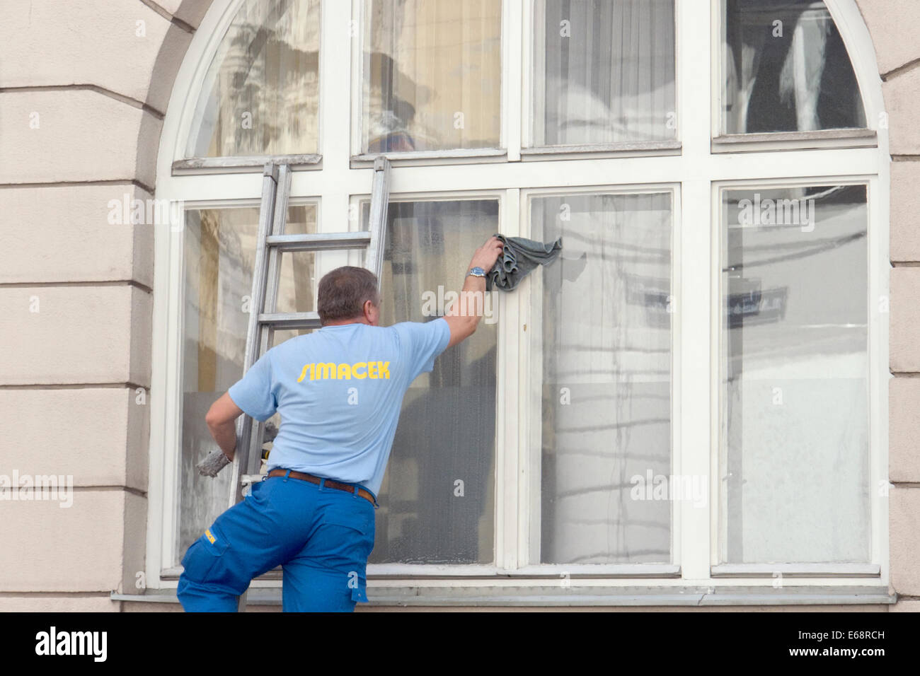 Window Cleaning Ladder Stock Photos & Window Cleaning Ladder Stock