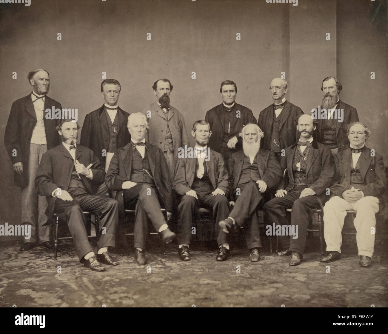The Surratt Jury - 12 male jurors at the trial of John H. Surratt. Stock Photo