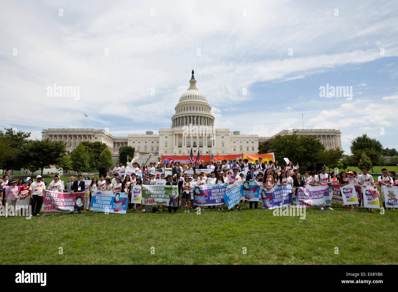 Korean Church Coalition (KCC) members rally for human rights in North Korea - 2014, Washington, DC USA Stock Photo