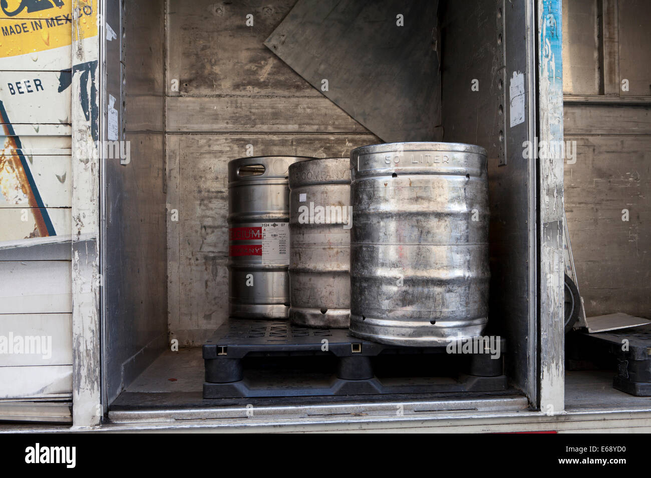 Corona beer kegs in delivery truck - USA Stock Photo