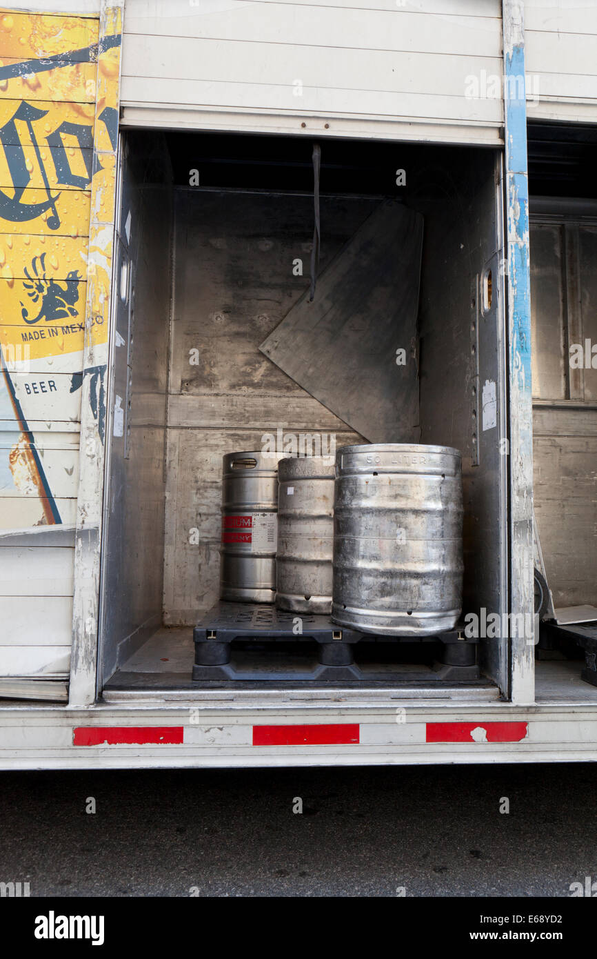 Corona beer kegs in delivery truck - USA Stock Photo