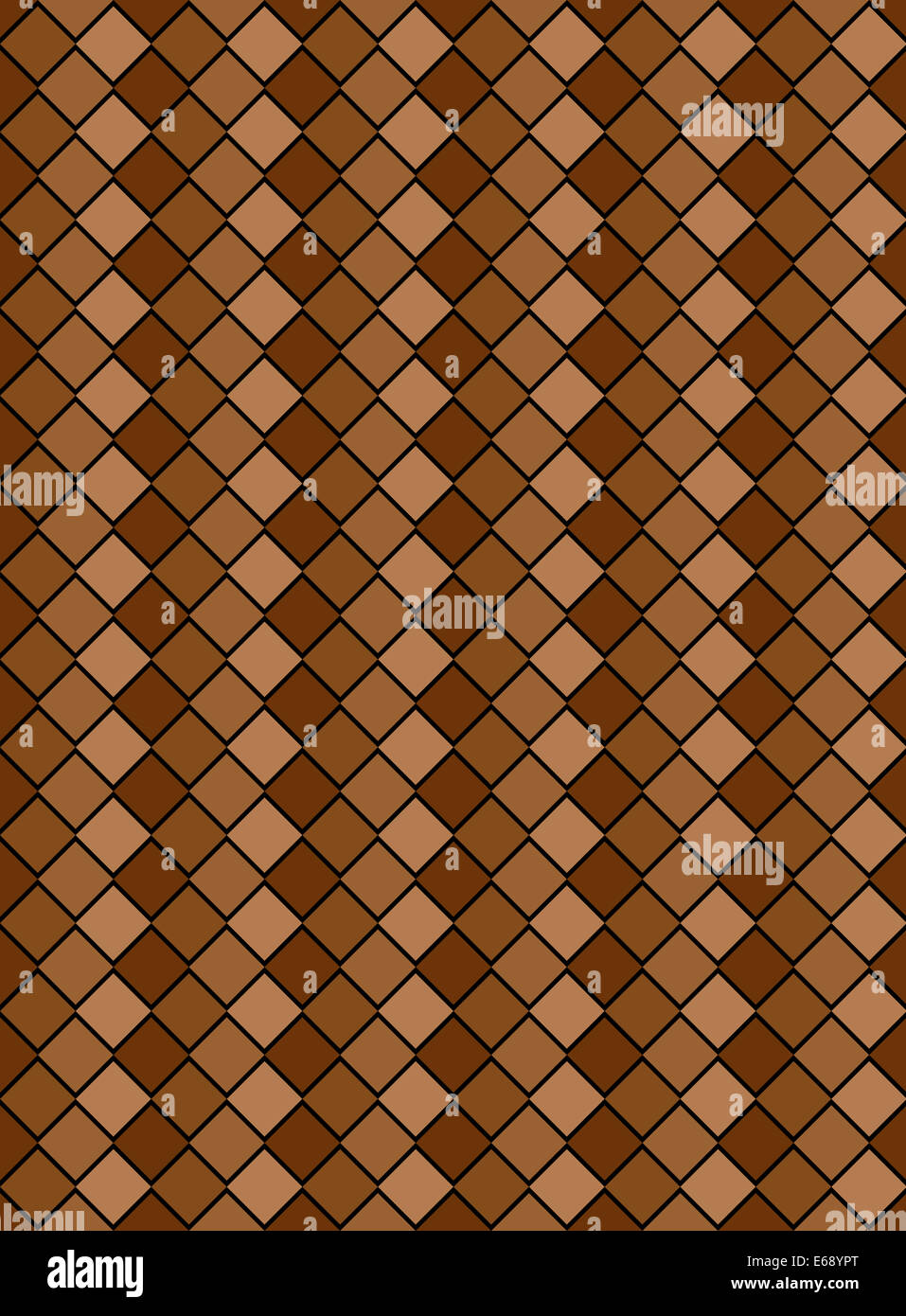 Four tones of brown and tan variegated diamond snake style wallpaper texture pattern. Stock Photo