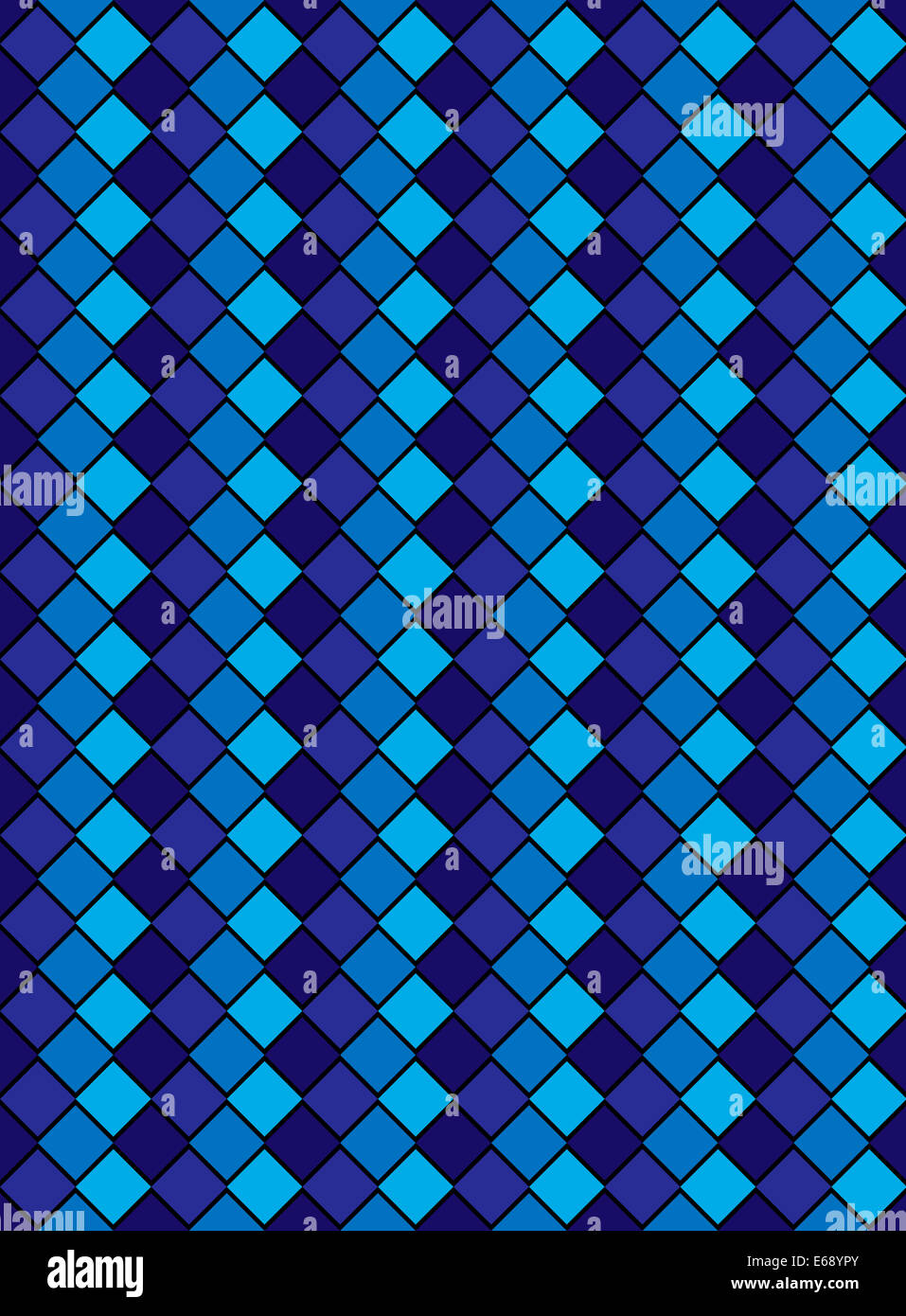 Four blue tones of variegated diamond snake style wallpaper texture pattern. Stock Photo