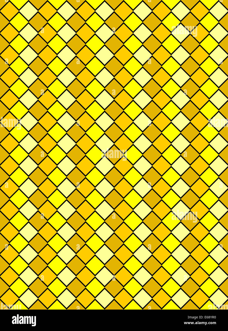 Yellow variegated diamond snake style wallpaper texture pattern. Stock Photo