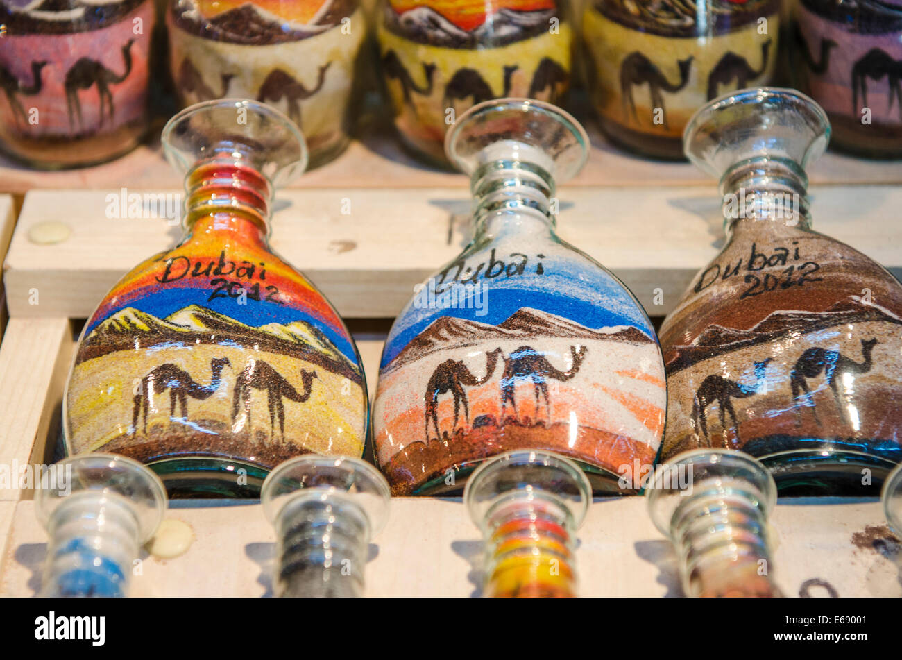 Sand art in bottles at the Souk Madinat Jumeirah market Dubai, United
