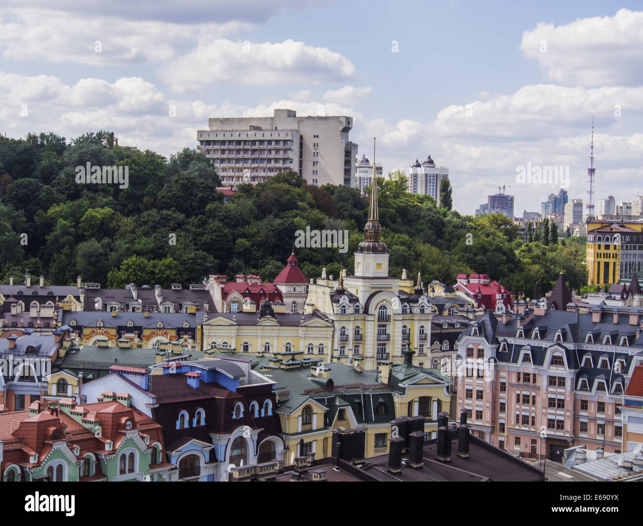 Aug. 18, 2014 - aerial view of Kyiv downtown from Zamkovaja (Castle ...