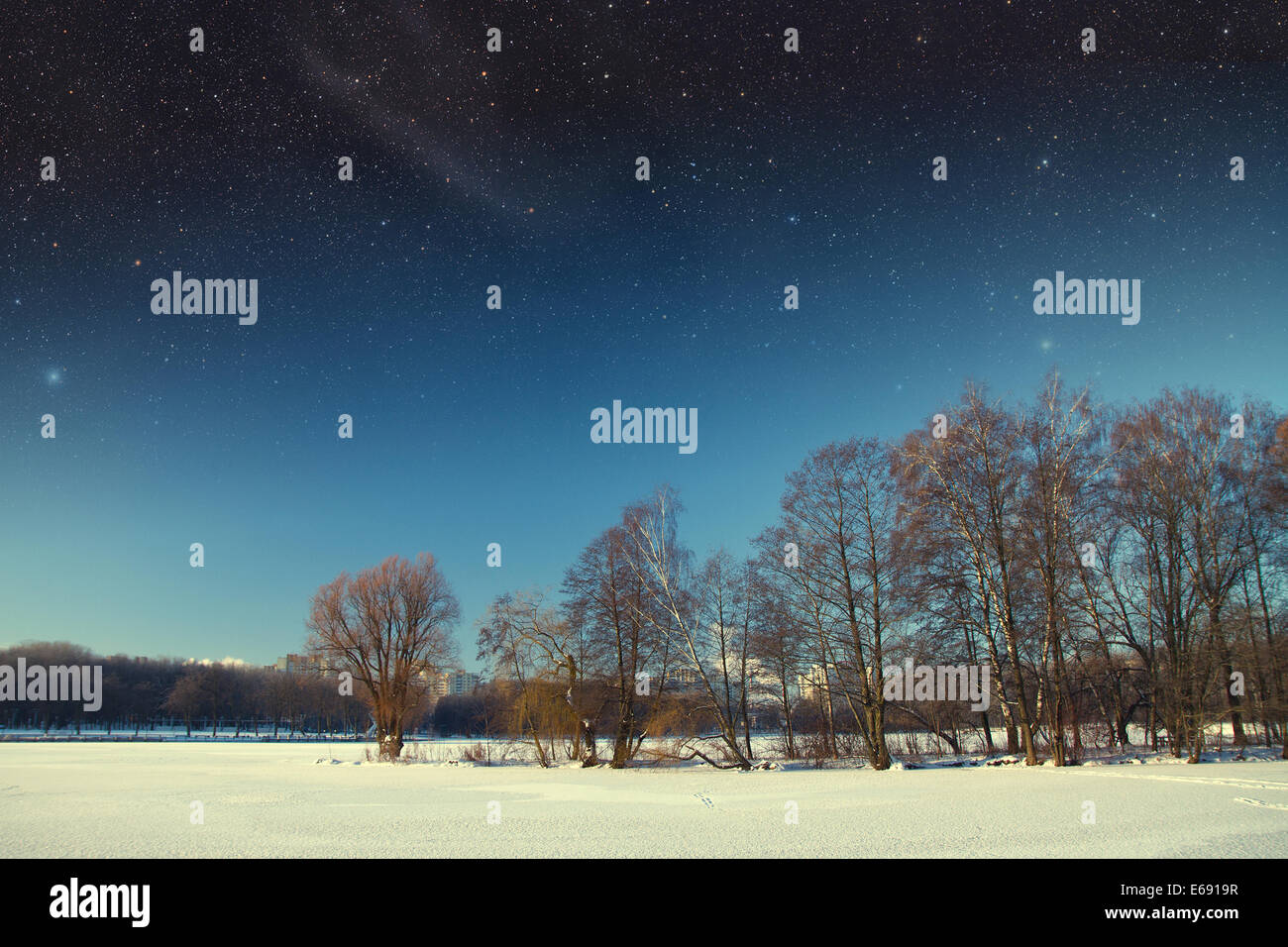 winter river at night. Elements of this image furnished by NASA Stock Photo