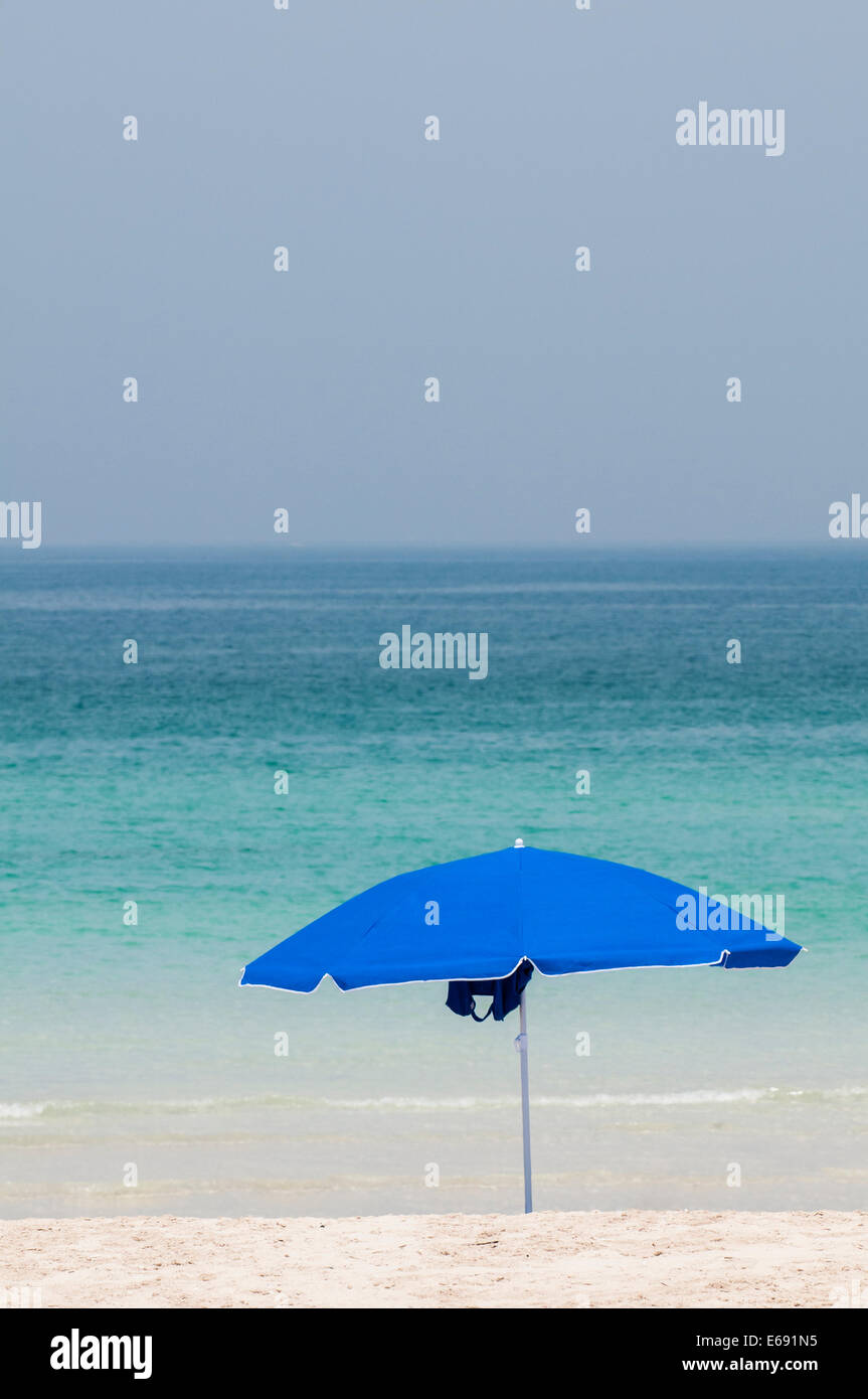Umbrella on Jumeirah Beach, Dubai, United Arab Emirates (UAE Stock