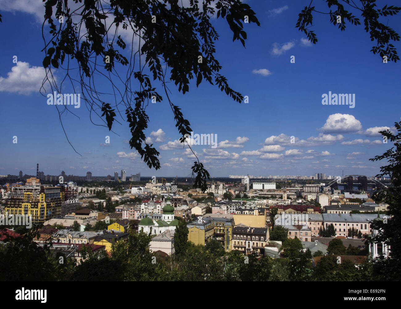 Aug. 18, 2014 - aerial view of Kyiv downtown from Zamkovaja (Castle ...