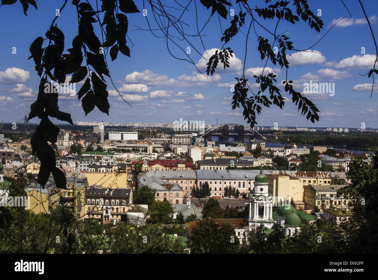 Aug. 18, 2014 - aerial view of Kyiv downtown from Zamkovaja (Castle ...