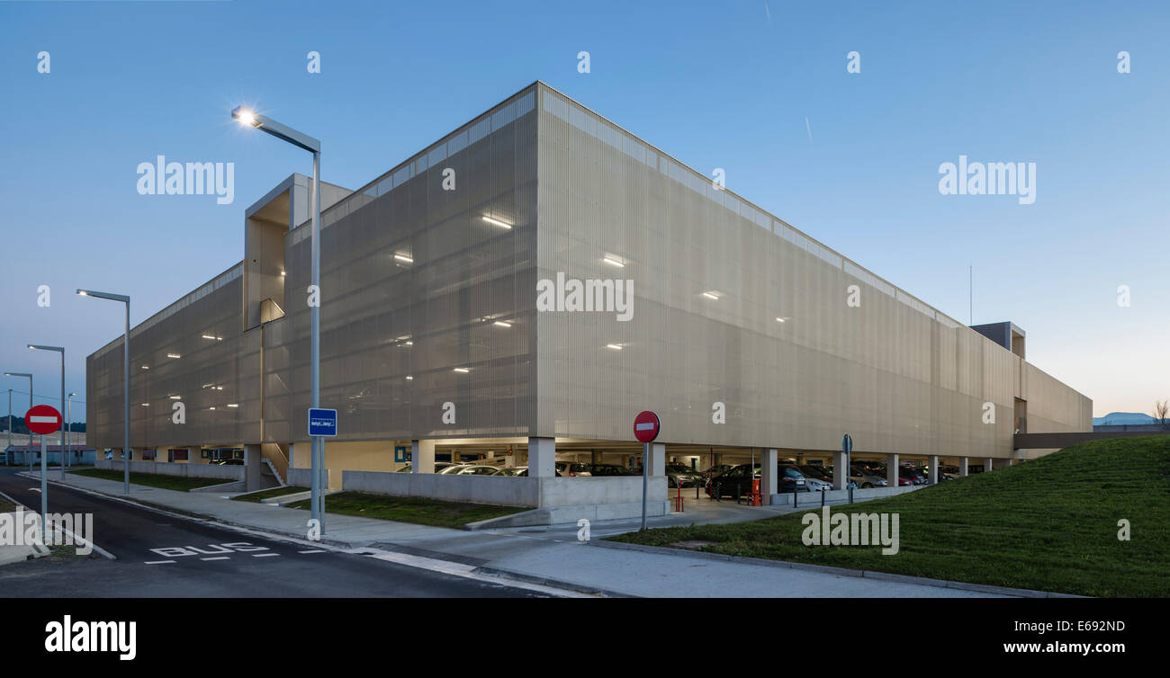 Multi-Storey Car Park And Bus Station, University of the Basque Country, Leioa, Spain. Architect: Jaam Sociedad de Arquitectura/ Stock Photo