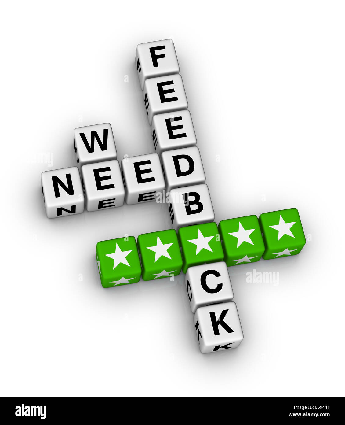 we want feedback crossword puzzle Stock Photo