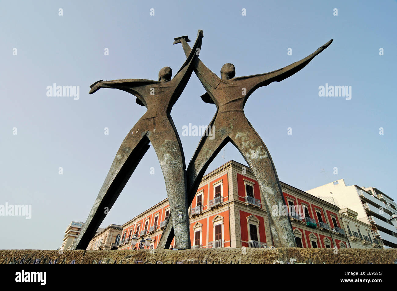 Corso due Mari, Monument to the sailors, Promenade, Taranto, Apulia, Italy Stock Photo