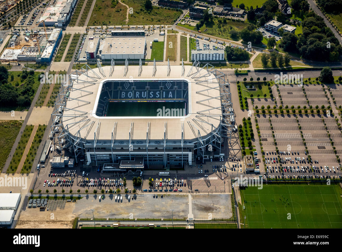 Aerial view, Borussia-Park, football stadium, Mönchengladbach, North Rhine-Westphalia, Germany Stock Photo