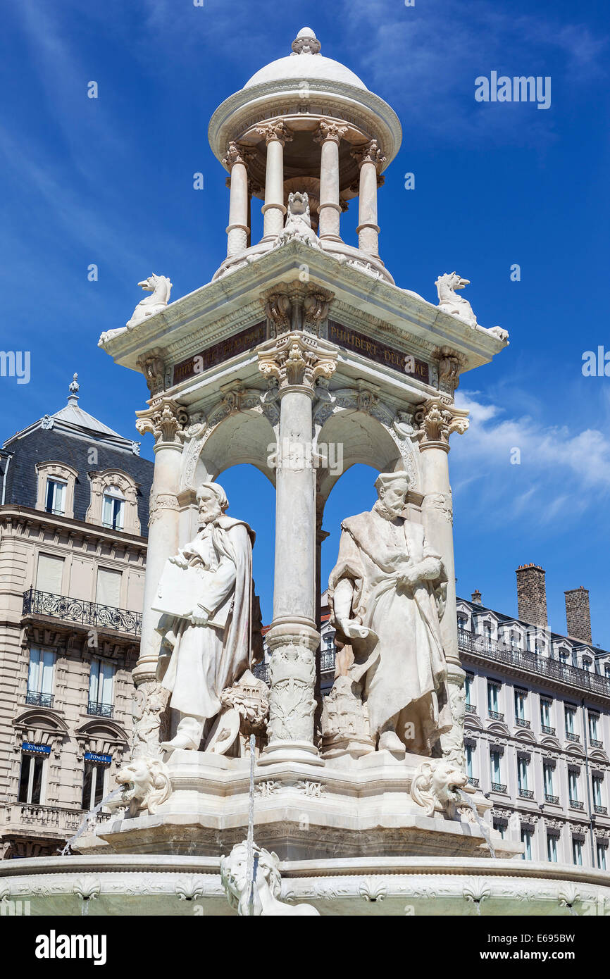 The famous Jacobin's Fountain in Lyon, France Stock Photo