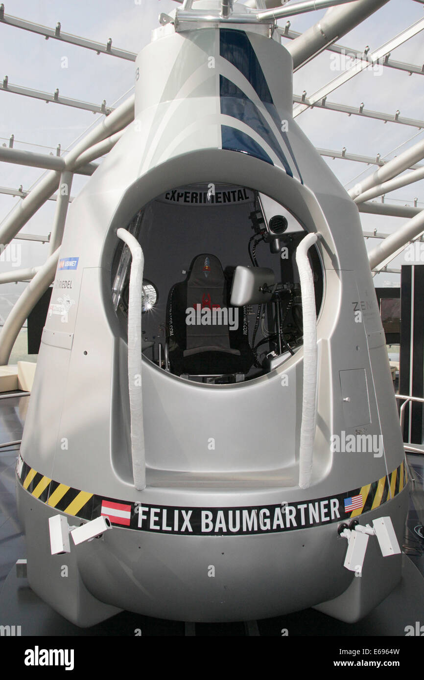 Aviation Museum Hangar 7, Red Bull Stratos capsule, Salzburg, Salzburg State, Austria Stock Photo