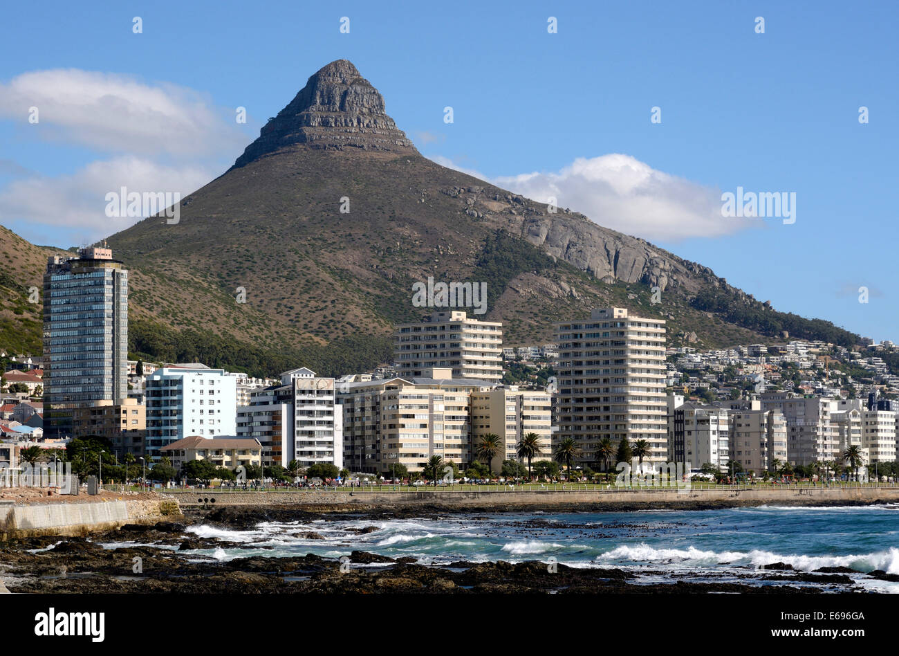 Beach in Cape Town, Lion's Head at the back, Cape Town, Western Cape, South Africa Stock Photo