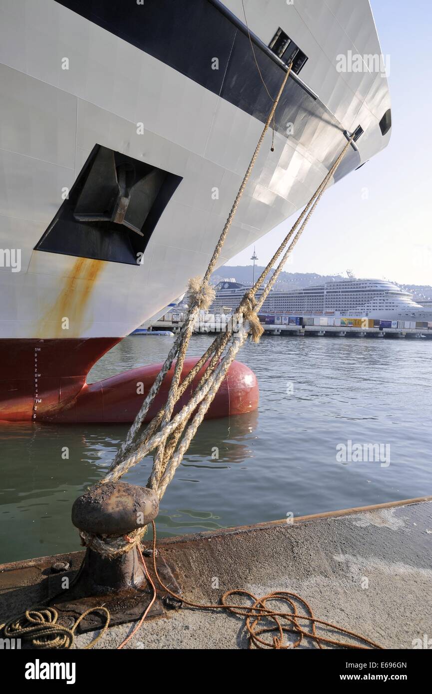 Genoa port (Italy), ferry at berth Stock Photo
