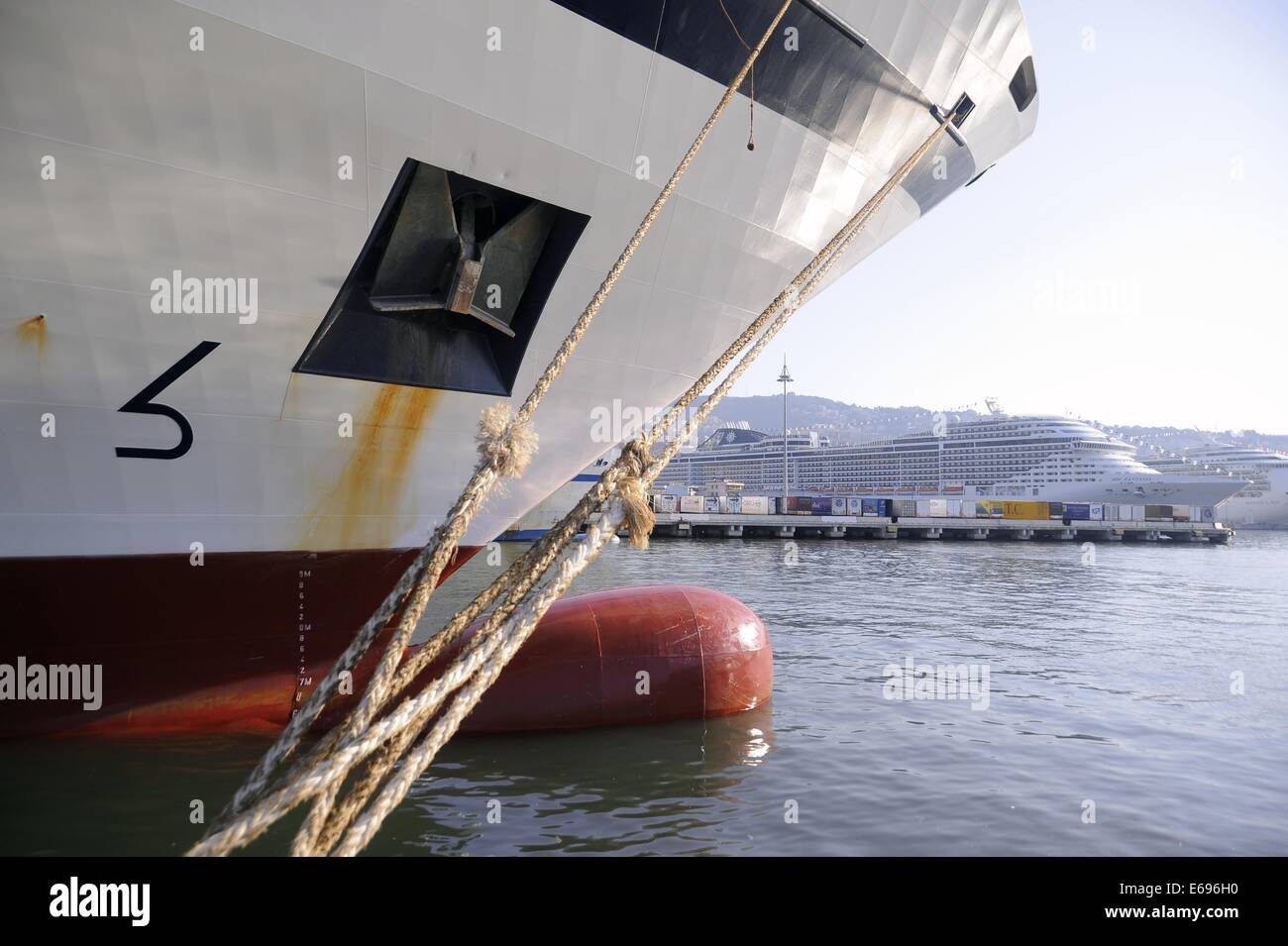 Genoa port (Italy), ferry at berth Stock Photo