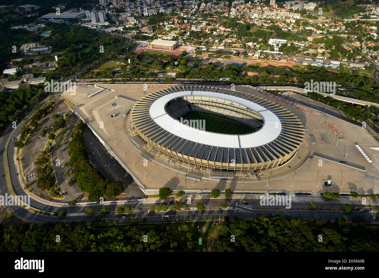 Aerial view, venue for the FIFA World Cup 2014, Estadio Governador Magalhaes Pinto or Mineirão Stadium, Belo Horizonte Stock Photo