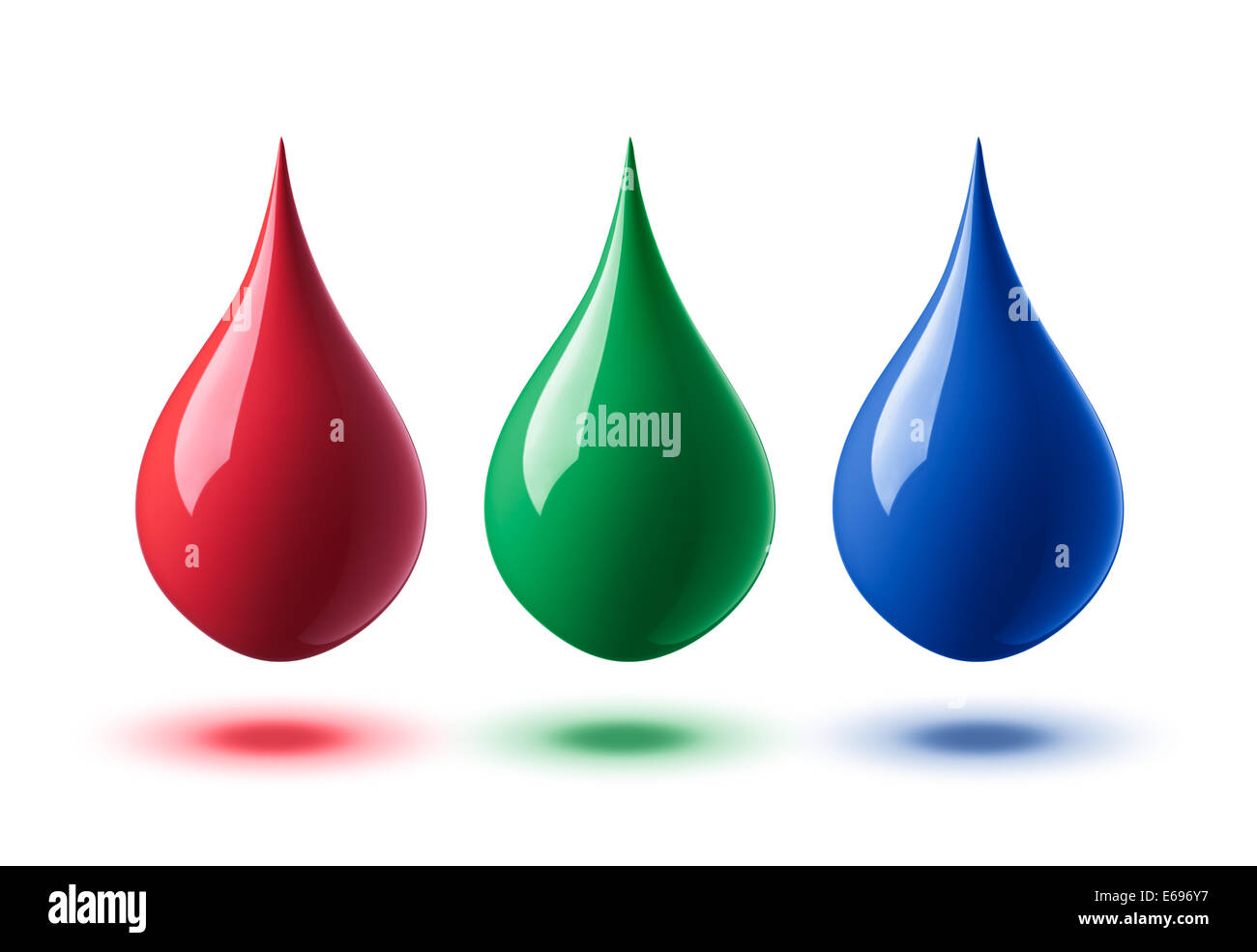 drops of paint or ink in rgb colors Stock Photo