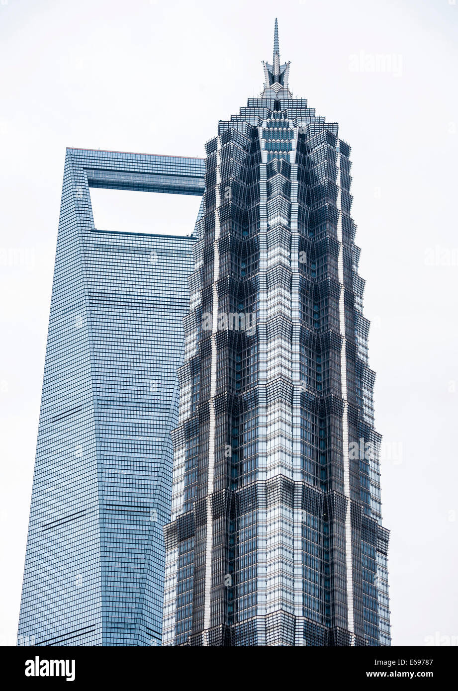 World Financial Center and Jin Mao Tower, Pudong, Shanghai, China Stock Photo