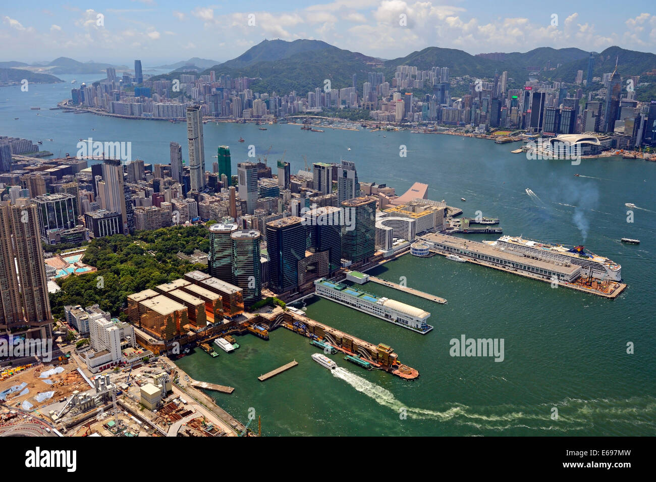 View of the port facilities of Kowloon and the Hong River, from the ...