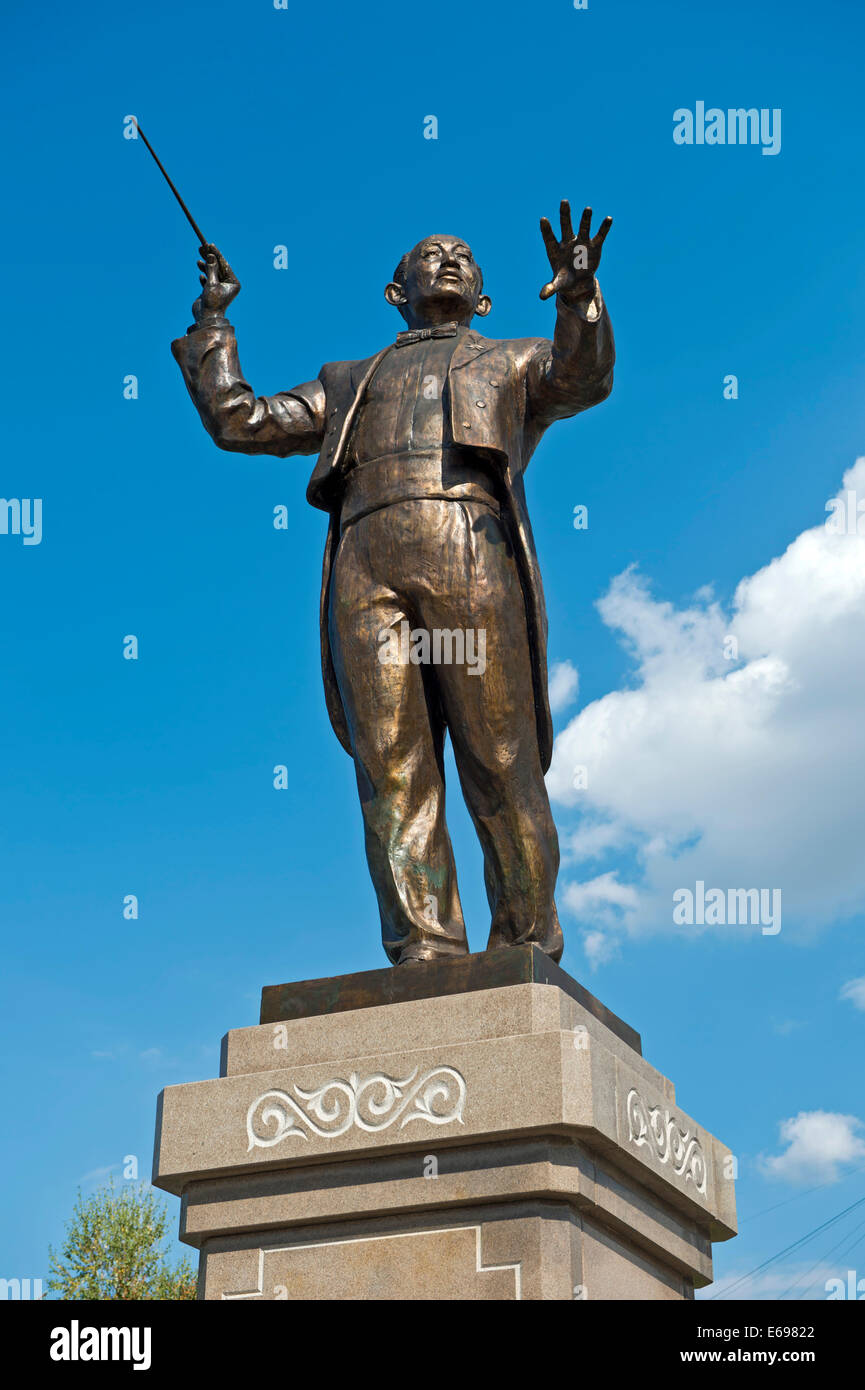 Monument to the composer and conductor Nurgusa Tlendiew, Almaty, Kazakhstan Stock Photo