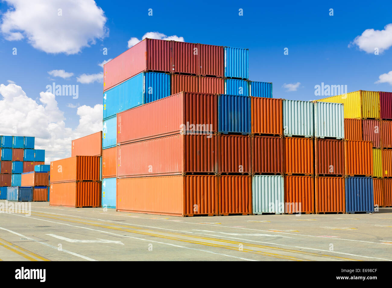 Stacks of colorful cargo containers Stock Photo Alamy