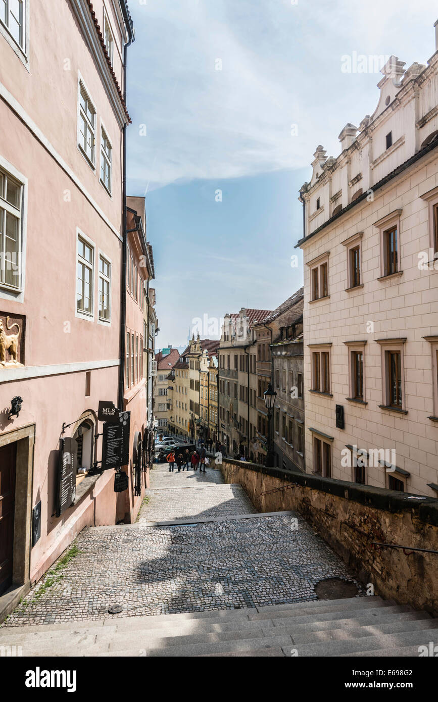 Letenská alleyway, route to Prague Castle, historic buildings, Prague, Czech Republic Stock Photo