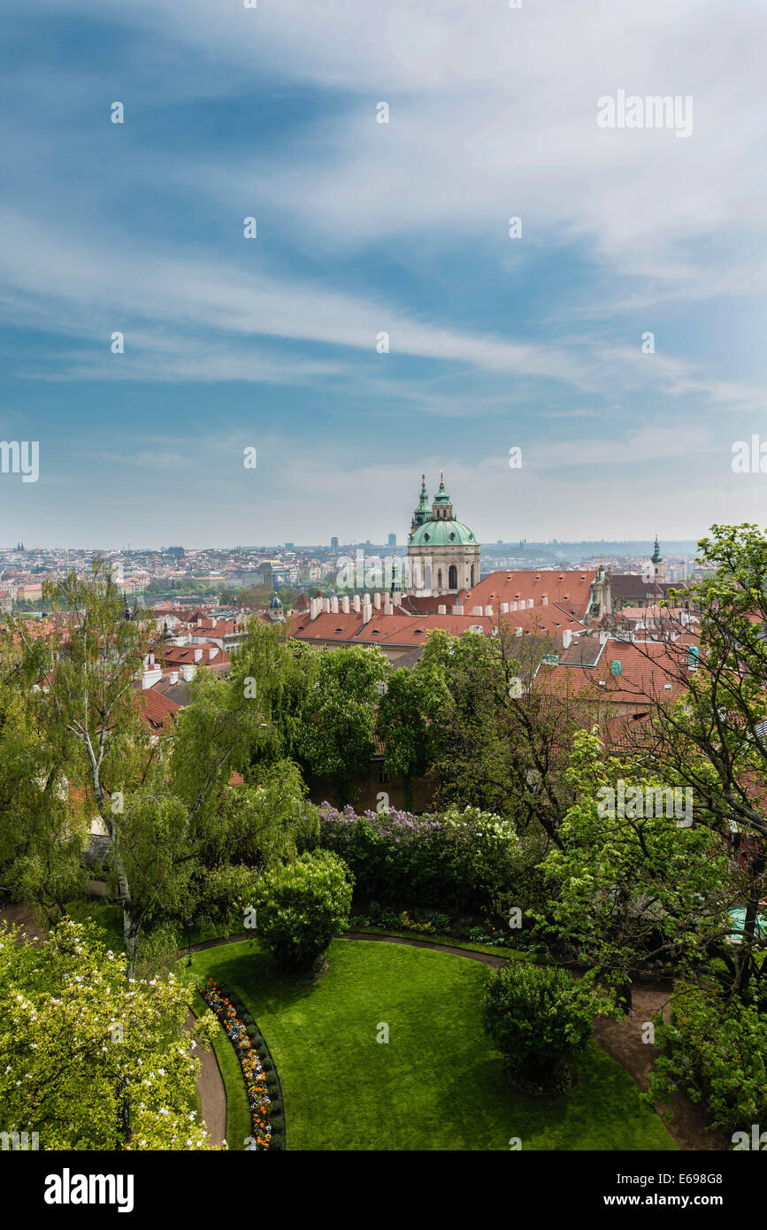 Historic centre of Prague, UNESCO World Heritage Site, with the Church of Saint Nicholas or Saint Nicholas Cathedral, Prague Stock Photo