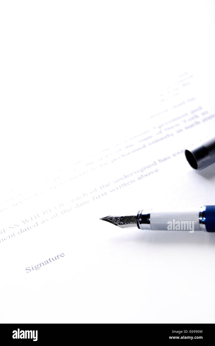 pen and contract Stock Photo