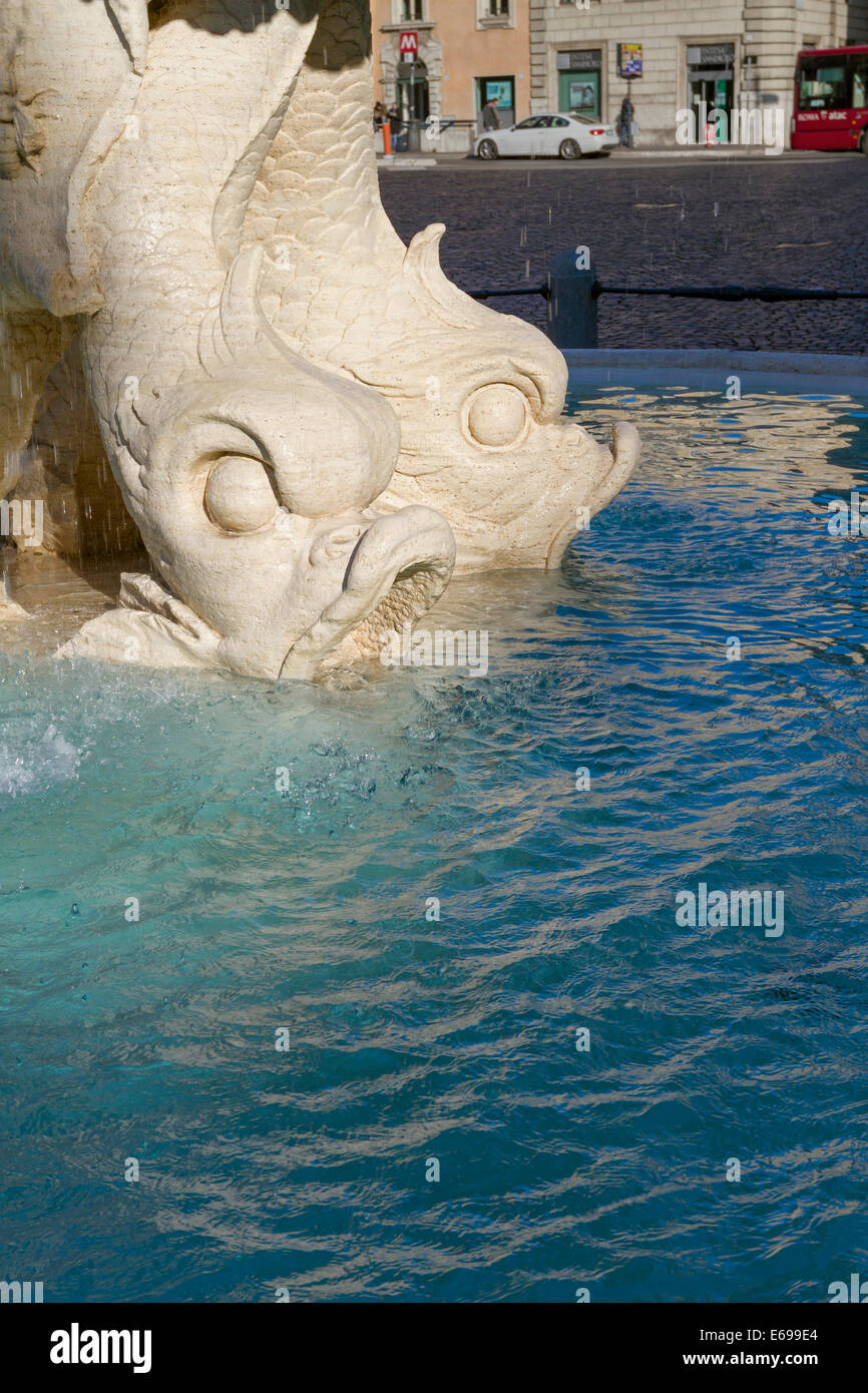 Triton fountain in piazza Barberini, detail, Rome, Italy Stock Photo