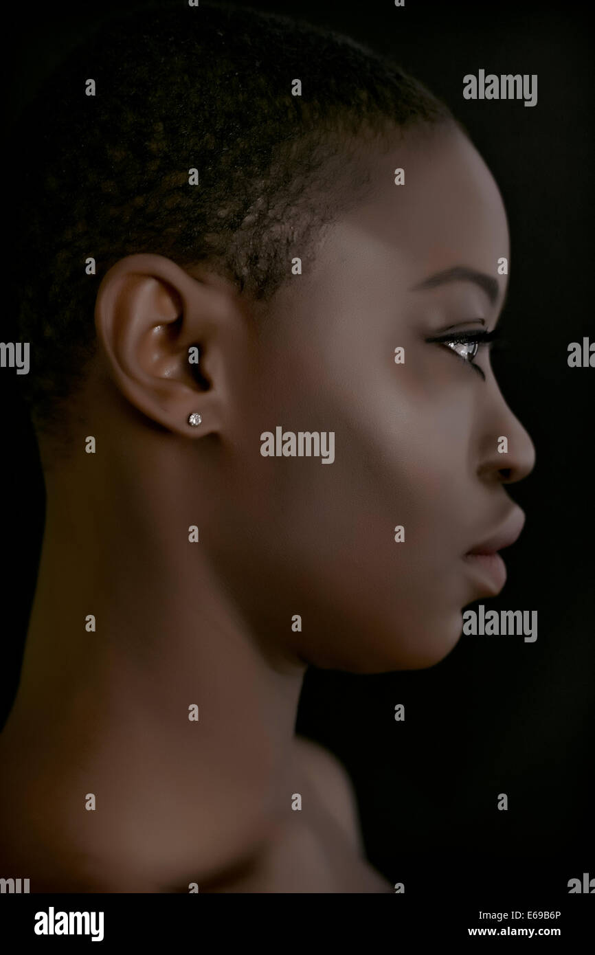 Profile of black woman Stock Photo