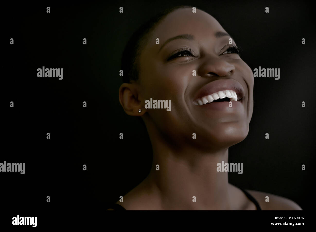 Black woman smiling Stock Photo