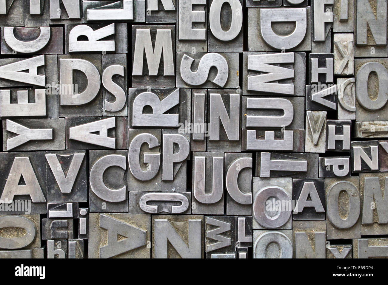 Vintage metal letterpress type Stock Photo Alamy