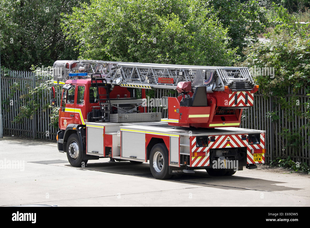 Cambridge fire service turntable ladder appliance Milton Stock Photo