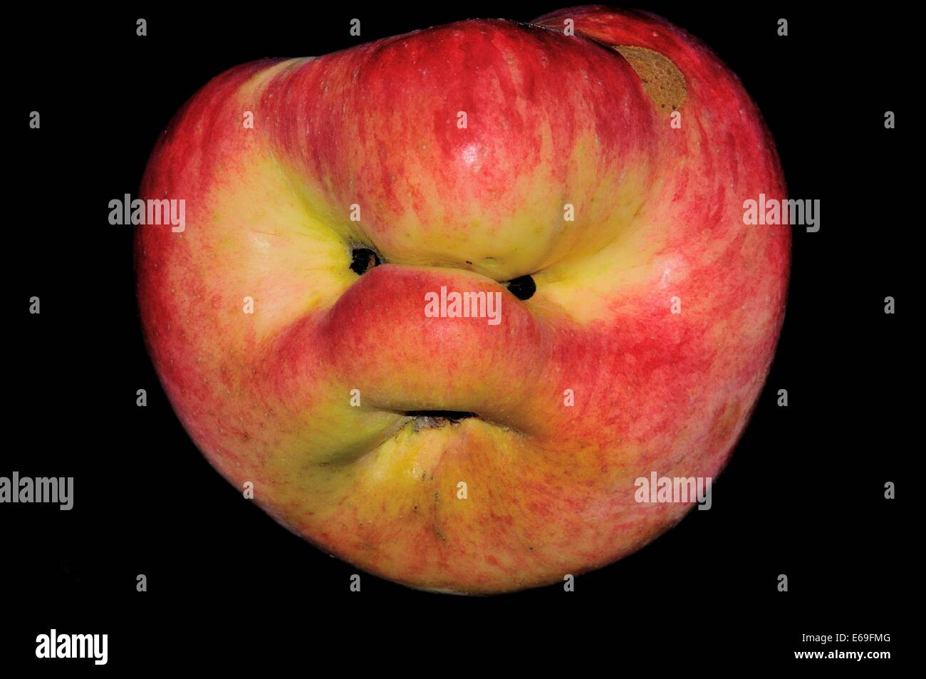 humor,bizarre,apple,face Stock Photo