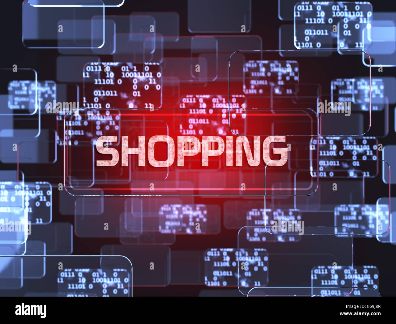 Future technology red touchscreen interface. Shopping concept Stock Photo