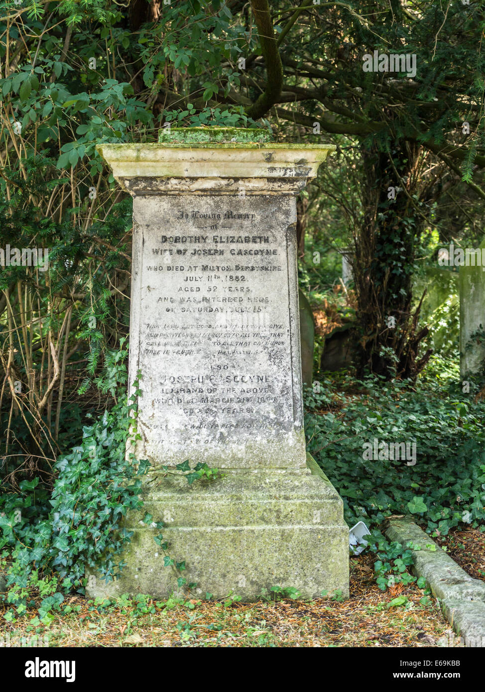 Richmond Surrey graveyard and cemetery with old tombstone and graves