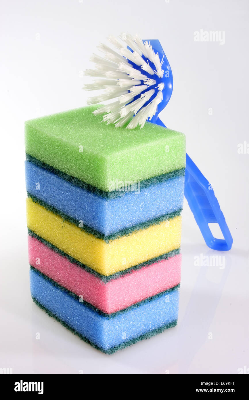 dishwashing brush,washing dishes,sponge Stock Photo - Alamy